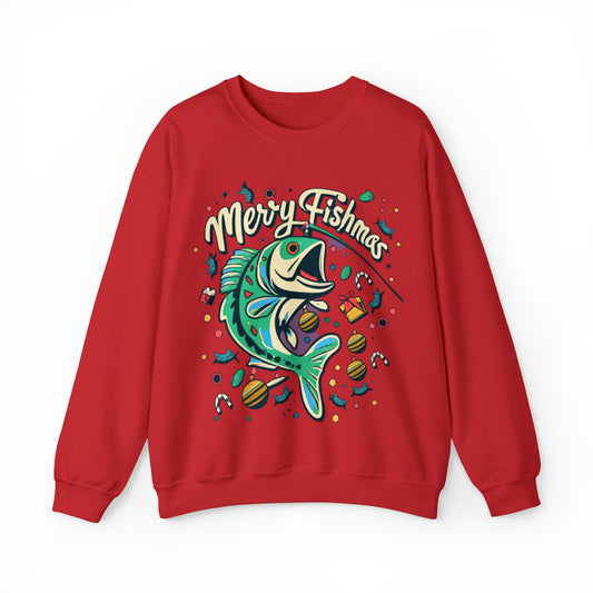 Merry Fishmas Unisex Heavy Blend™ Crewneck Sweatshirt carpyh2o